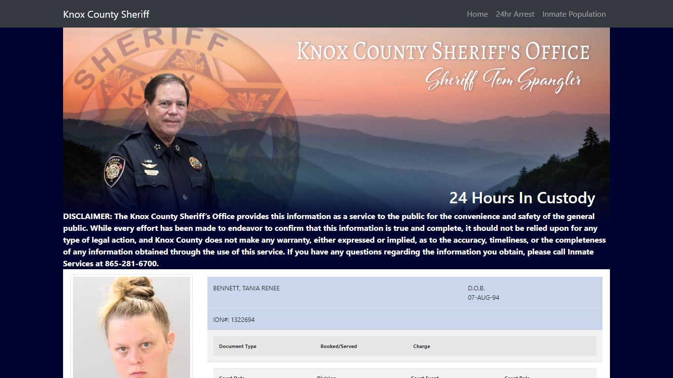 Knox County Tennessee - Sheriff - 24 Hour Arrests